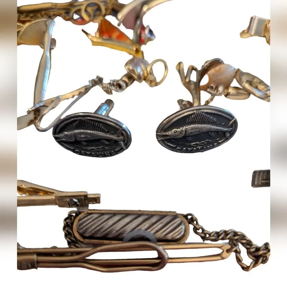 Collection‎ of Vintage Cufflinks Tie Clips and Dress Set for Men